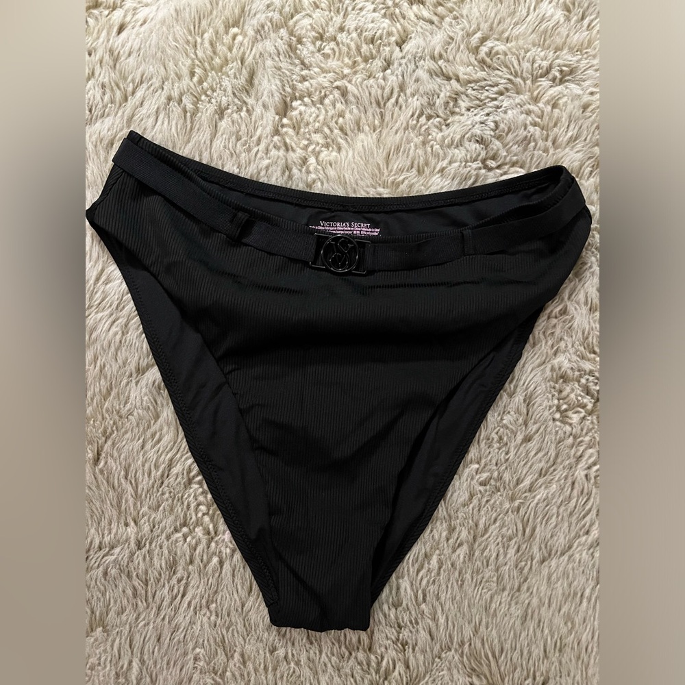 Victoria's Secret Elegant Black Belted Swim Bottom